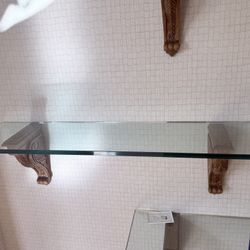 Glass Shelves and Wood Wall Brackets