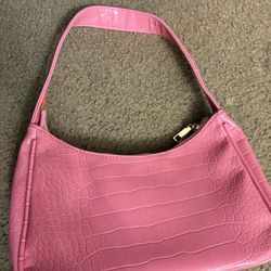 Amazon Pink Leather Print Shoulder Bag