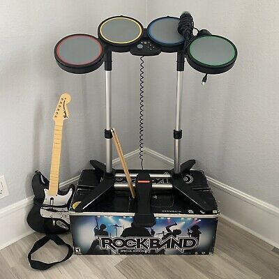 Xbox 360 Rock Band Special Edition Bundle Kit Drums/Mic/Guitar + Box NO Game

