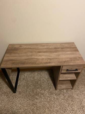 Industrial style office desk. Like new, barely used. 43 in long, 19 1/2 in wide, 29 in tall