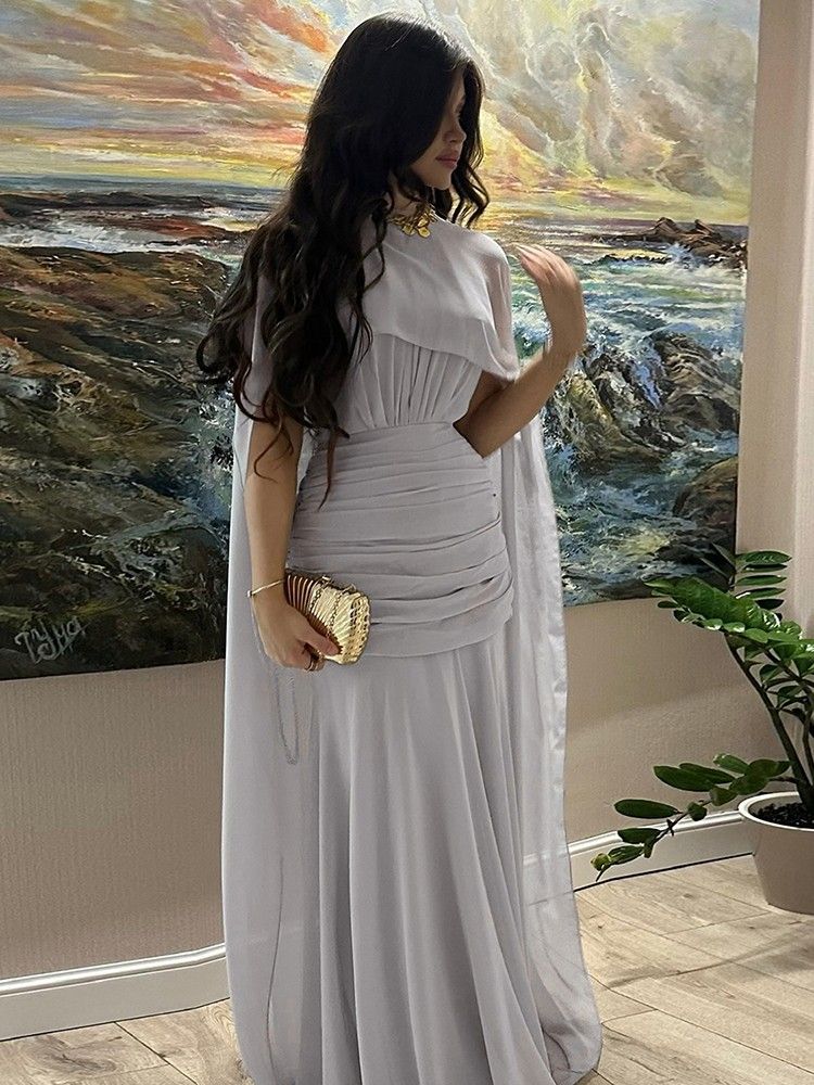 Elegant Mesh Ribbon Decoration Long Dress Women