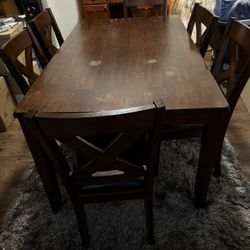 6 Pc Wooden Dining Table Set