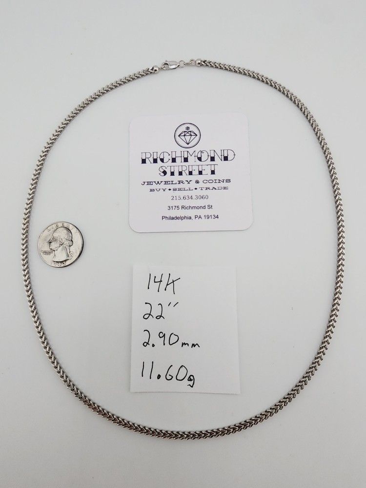 14k white gold 22" box franco