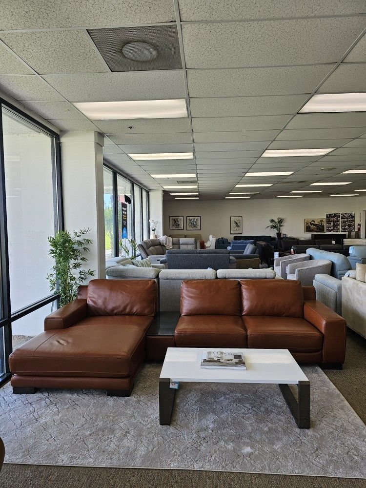 Leather Sectional with chaise - Darrium