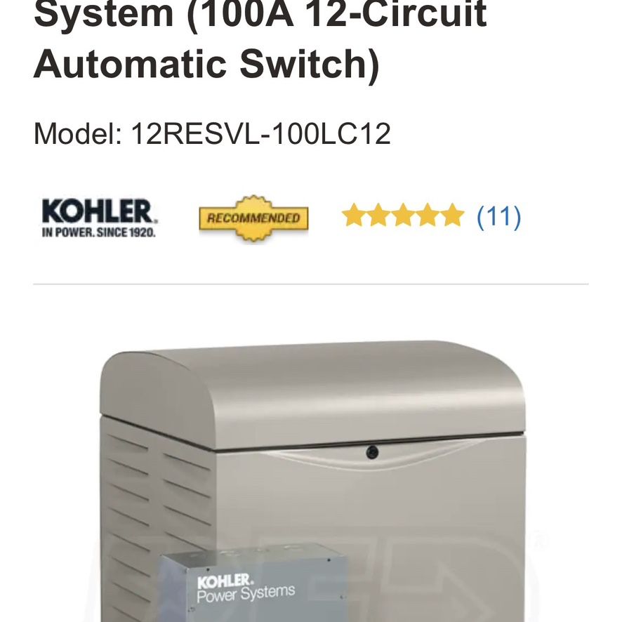 Kohler Home Standby Generator