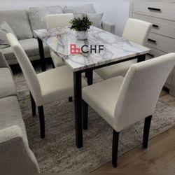 5 Piece Faux Marble Top Dining Table Set  // Limited Time Offer 