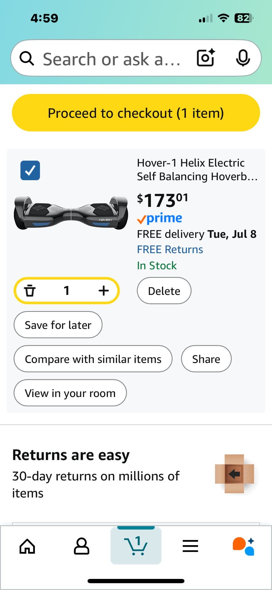 Excellent Condition - Hover-1 Helix Electric Self Balancing Hoverboard with 7 mph Max Speed, Dual 200W Motors, 3 Mile Range, and 6.5” Wheels Self Bala