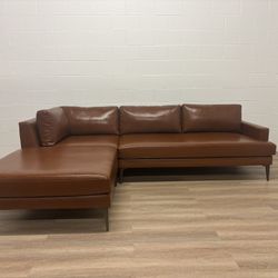 Pristine Condition West Elm Andes Leather 3-Piece Ottoman Sectional-Delivery Available 