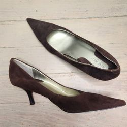 Nine West Brown Suede Heels 9.5 M