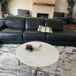 Living Spaces Hana Leather Reclining Sectional 
