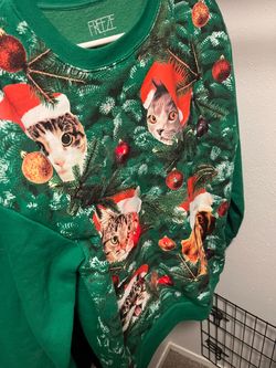 Freeze Ugly Christmas Cat Sweatshirt Size Large