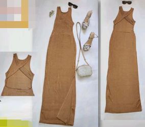 Gorgeous Khaki Crossback with side slit sumner dress