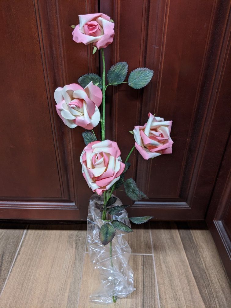 Beautiful pink and white flexible roses