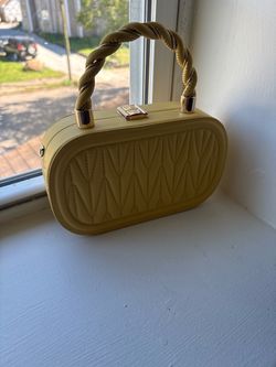 Yellow Structured Box Clutch Handbag