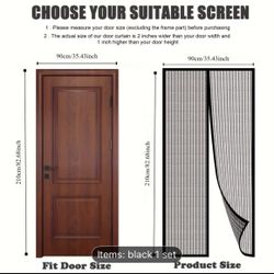 [Home Decoration] Heavy Duty Self-sealing Magnetic Screen Door, Breathable, with Breathable Anti-mosquito Net Design, Magnetic Strip Installation
