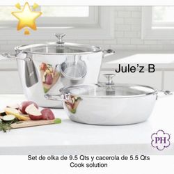 Princess House Set De Olla De 9.5 Qts Y Cacerola De 5.5 Qts Cook Solution Nuevas En Sus Cajas 