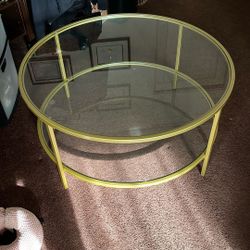 Round Glass/Brass Coffee Table 