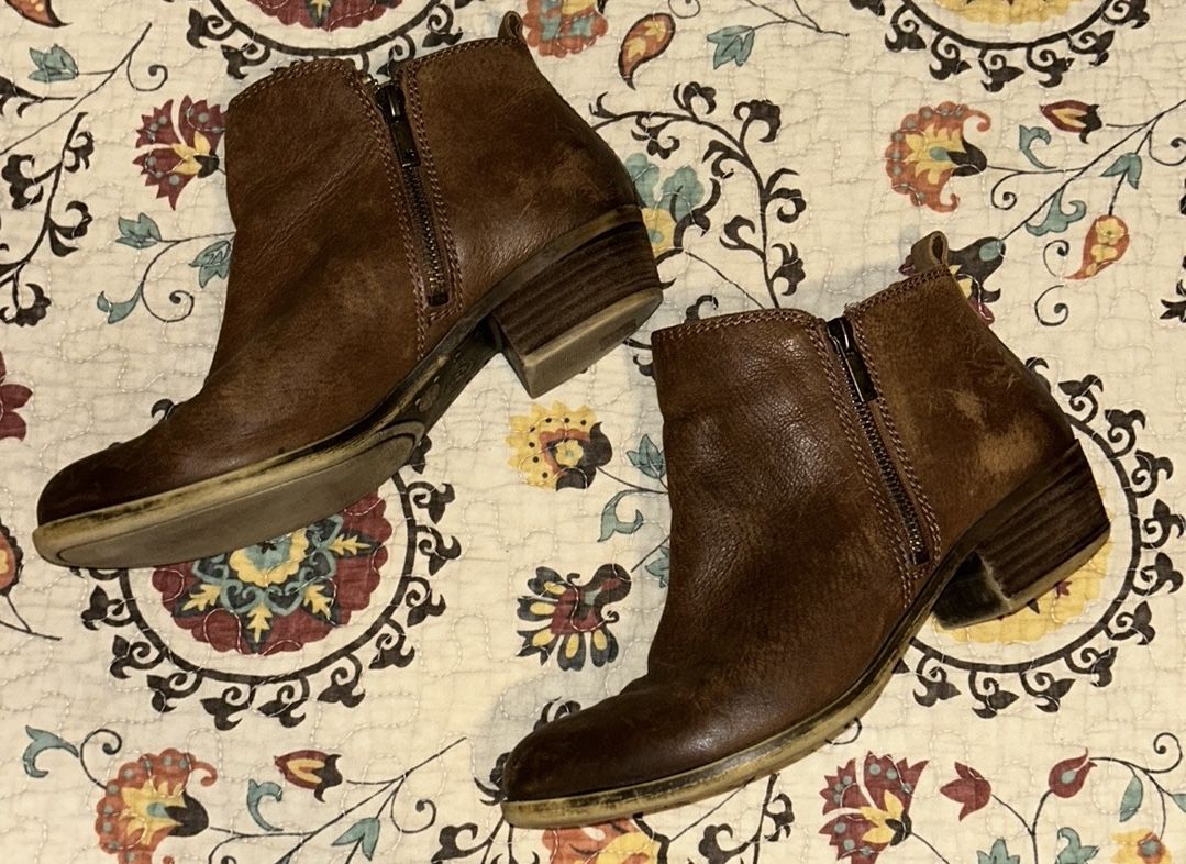 Lucky Brand: Brown Leather Boots, Size: 8 M