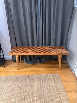 Geometric Wood Inlay Bench