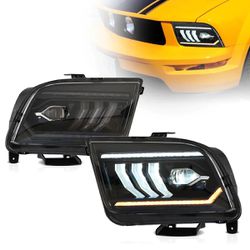 New Pair LED Headlights For 2005-2009 Ford Mustang