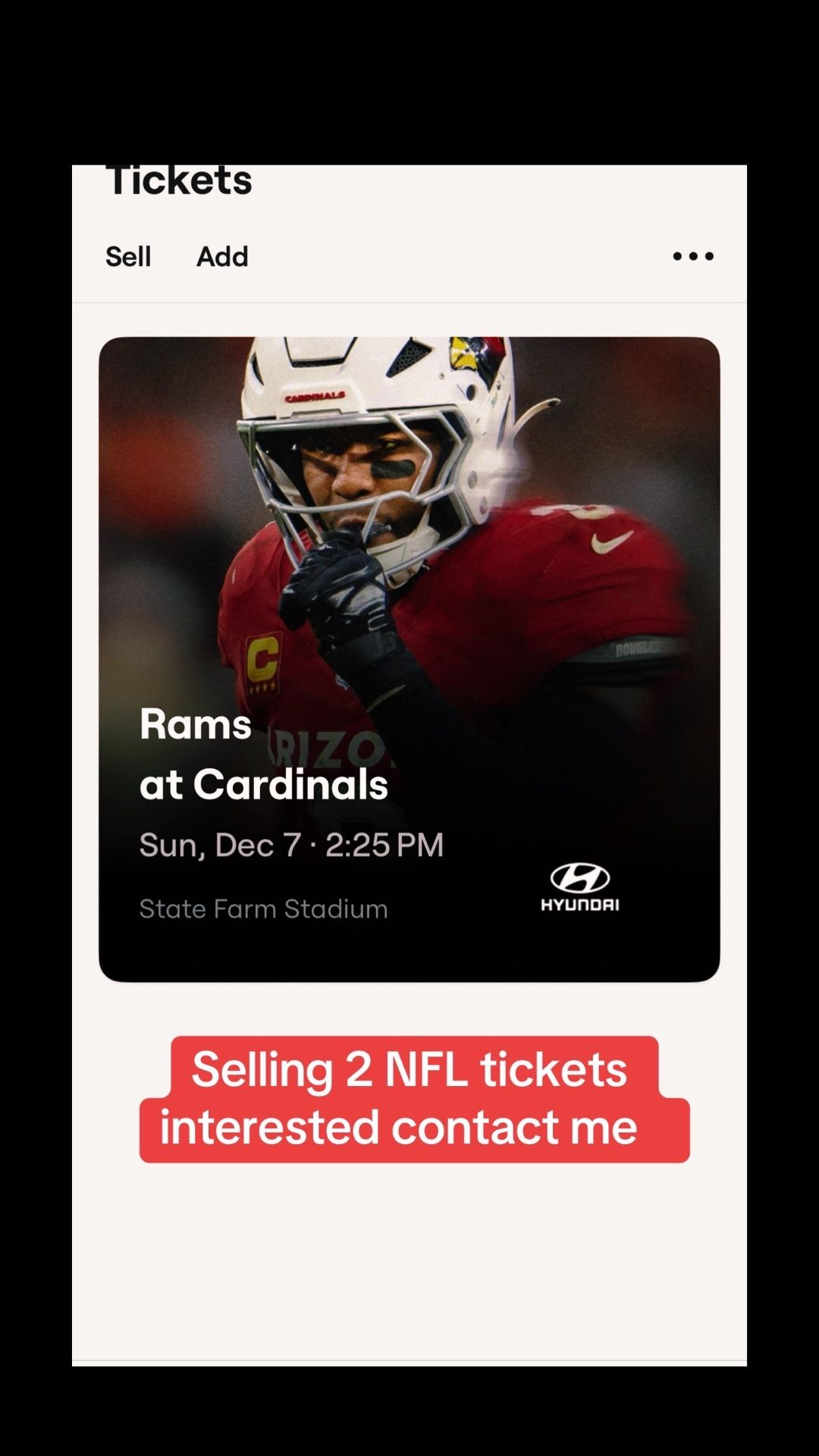 2 NFL Tickets Rams VS Cardinals Dec 7