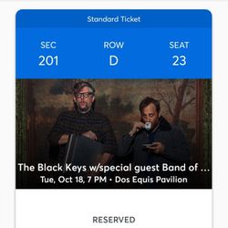 The Black Keys - Band of Horses - 10/18 Dallas - Two (2) Tickets Sec 201 Row 2 Thumbnail