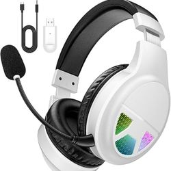 WiseWing 2.4GHz Wireless Gaming Headset for PC, PS5, PS4, Switch, USB Gaming Headphones with Noise Canceling Microphone, Bluetooth 5.4, RGB Lights, 60