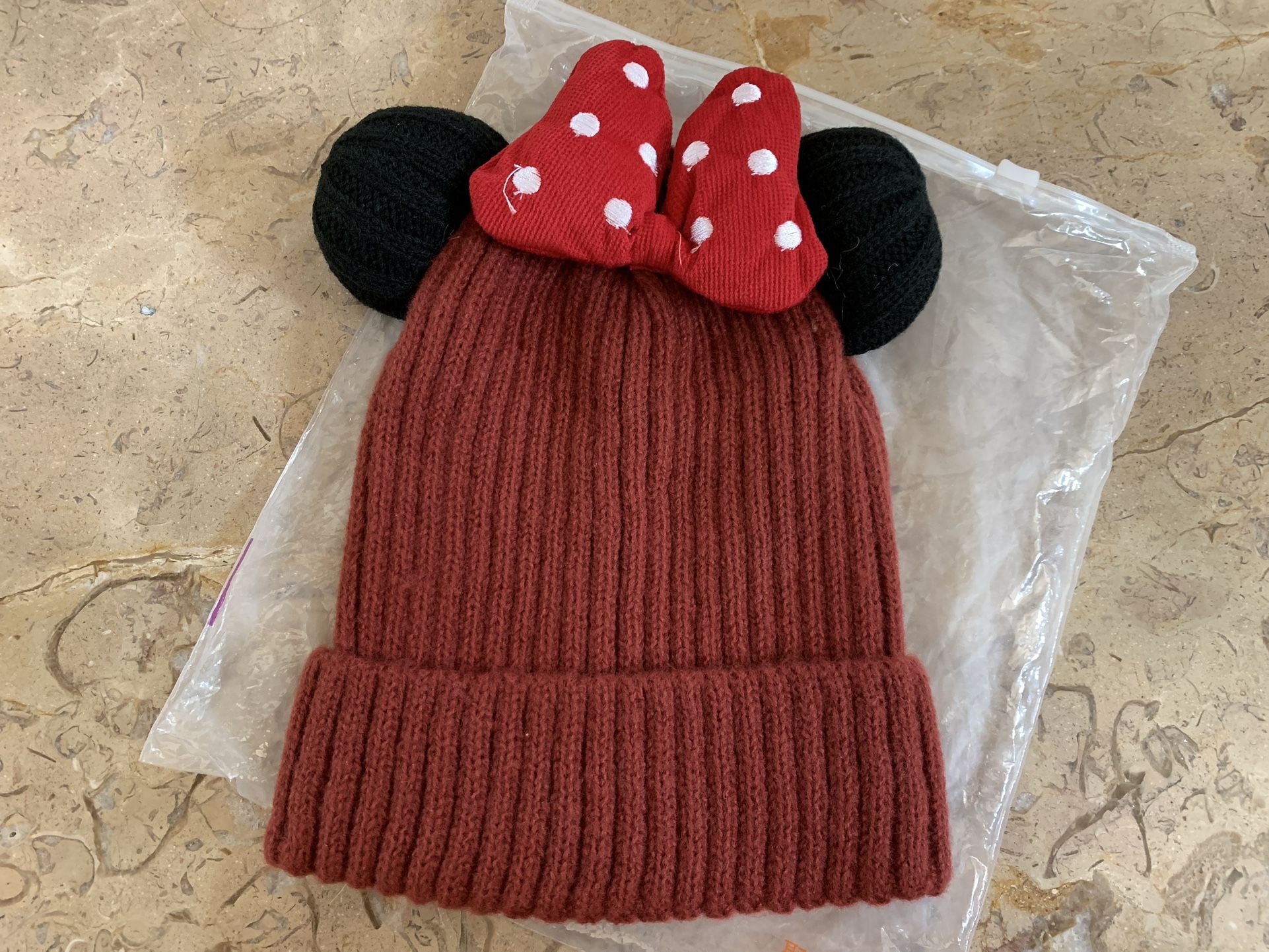 Cute Bowknot-red Beanie Soft Warm Crochet Knitted Hat for Girls