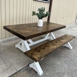 Custom Built Dining Table Solid wood Farmhouse Set Modern Rustic Bench Country Oval Round Counter Breakfast Height  Farm House 