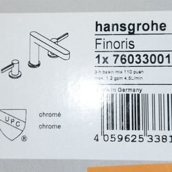 Pair Of Hansgrohe Finoris Widespread Faucet 110 with Pop-Up Drain, 1.2 GPM