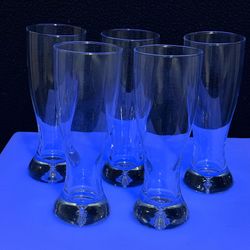 Set of 5 Clear Glass Beer Pilsner