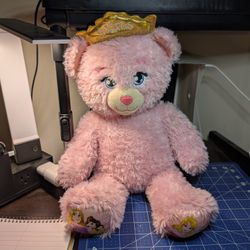 Build a Bear Disney Princess Sparkle Pink Bear w/Light Up Crown Stuffed Plush