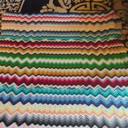 Chevron Pattern Crochet Afghan In Multiple Colors 