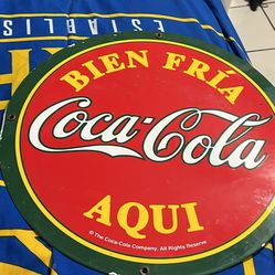 Metal Coca Cola Sign In Spanish