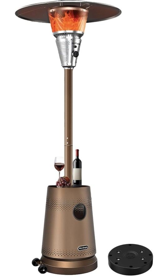 50,000 BTU Patio Heater for Outdoor Use With Adjustable Heat Focusing Top, Portable Propane Patio Heater with Wheels, Stainless Steel Burner for Porch