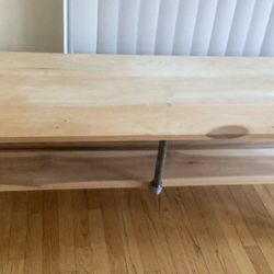 TV Stand - Handmade ,white Maple wood Unstained.Industrial Pipes For The Legs