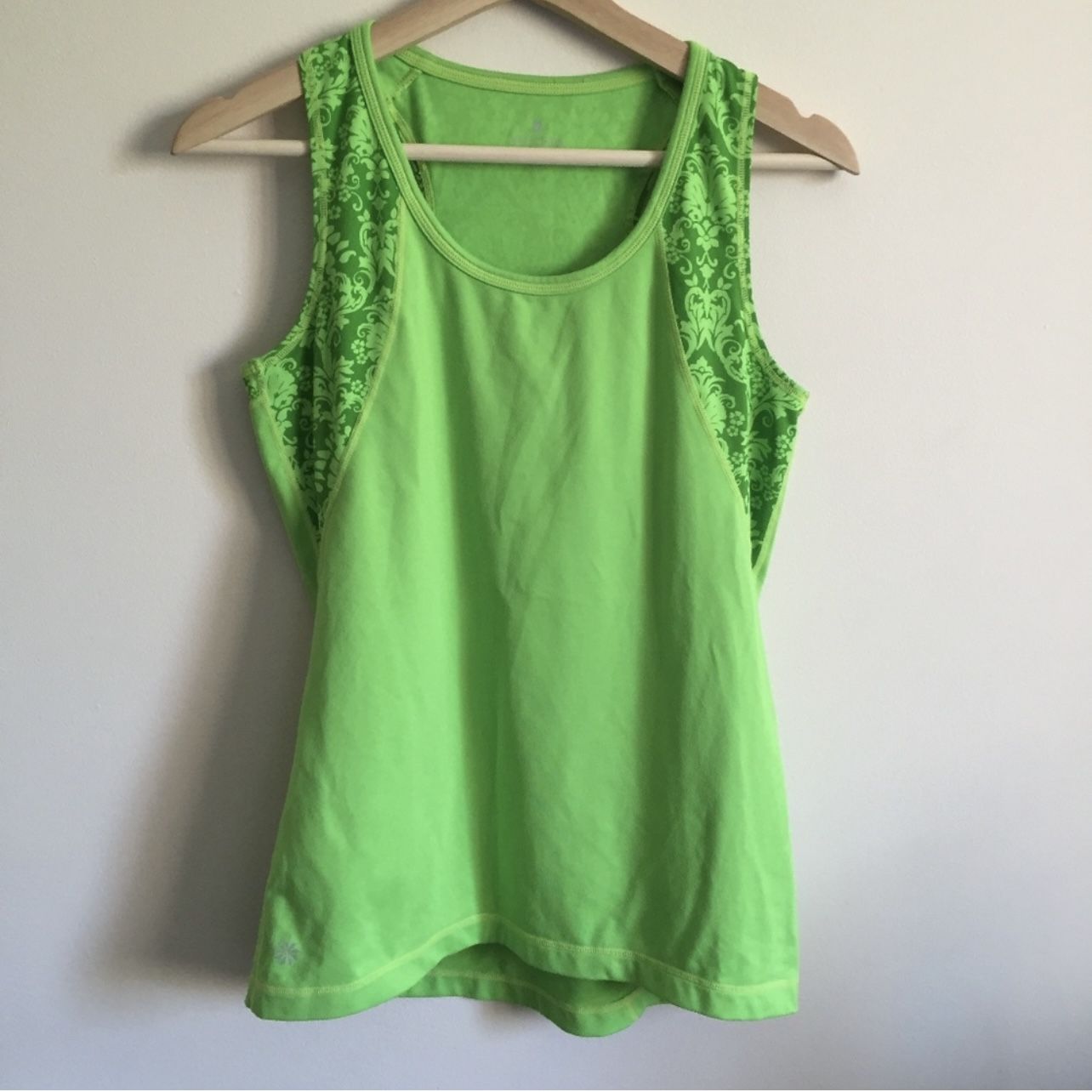 ATHLETA Neon Lime Green Energy Paisley Mandala Racerback Workout Tank Top