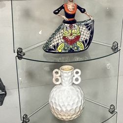 Corner Glass Case 5 shelves, 62” H X 12” WX 12” D, decorations not included