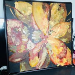 beautiful painting with thick wooden frame. large: 36 "x 36". Leer descripción en español