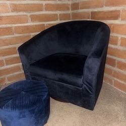 Blue Lounge Chair and Foot Rest 