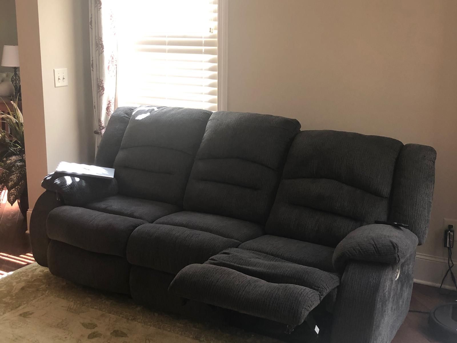 Gray Fabric Power Recliner