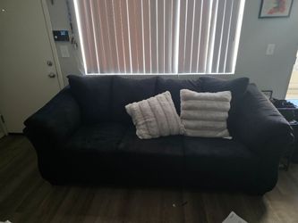 Black Plush 3-Seat Sofa/Couch – Excellent Condition