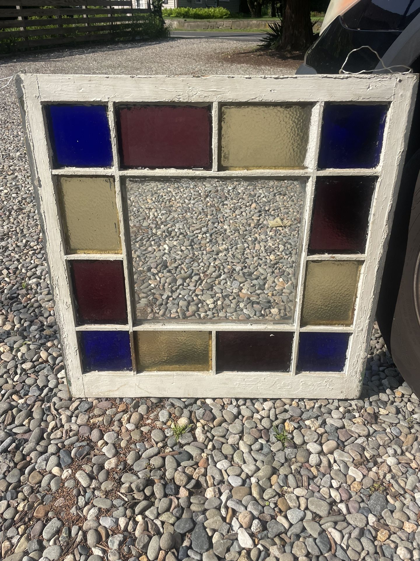 Antique Q. A.  Stained Glass Window 