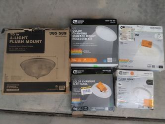 Lot of 5 Ceiling Light Fixtures – Flush Mount & LED