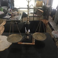 22" Old Balance Brass Not Heavy Except For Marble Base 