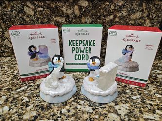Hallmark Keepsake 2017 Swingin' Sax Piano Ornament set w/ power cord kit IN BOXES Christmas holiday