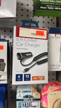 6ft Coiled Micro USB Car Charger - 12W | $5