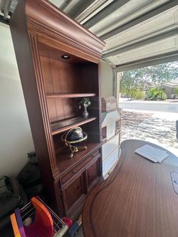 Wood Writing Desk & Bookcase