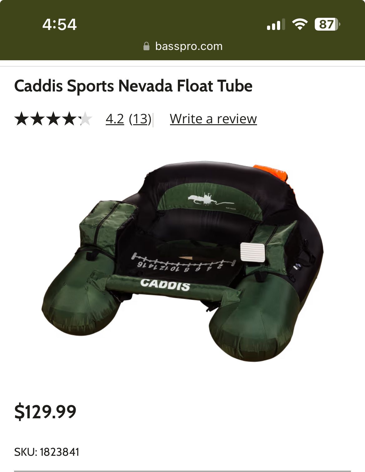 Caddis Sports Nevada Fishing Float Tube