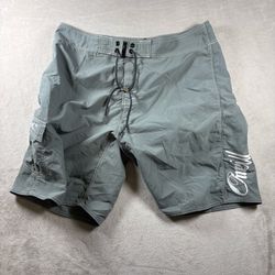 Y2K O'neill Board Shorts Swim Trunks Men’s 38 Gray Y2K Surf Beach #3C
